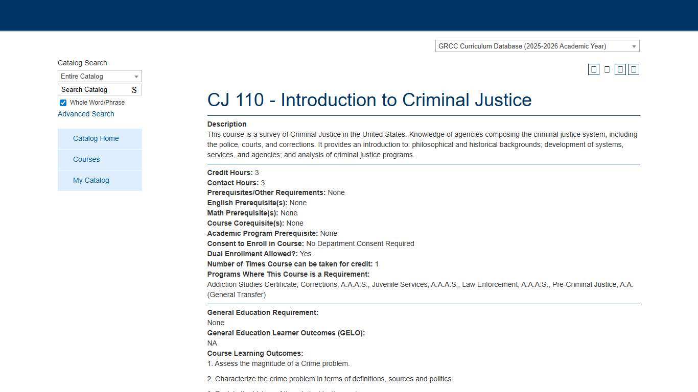 CJ 110 - Introduction to Criminal Justice -
